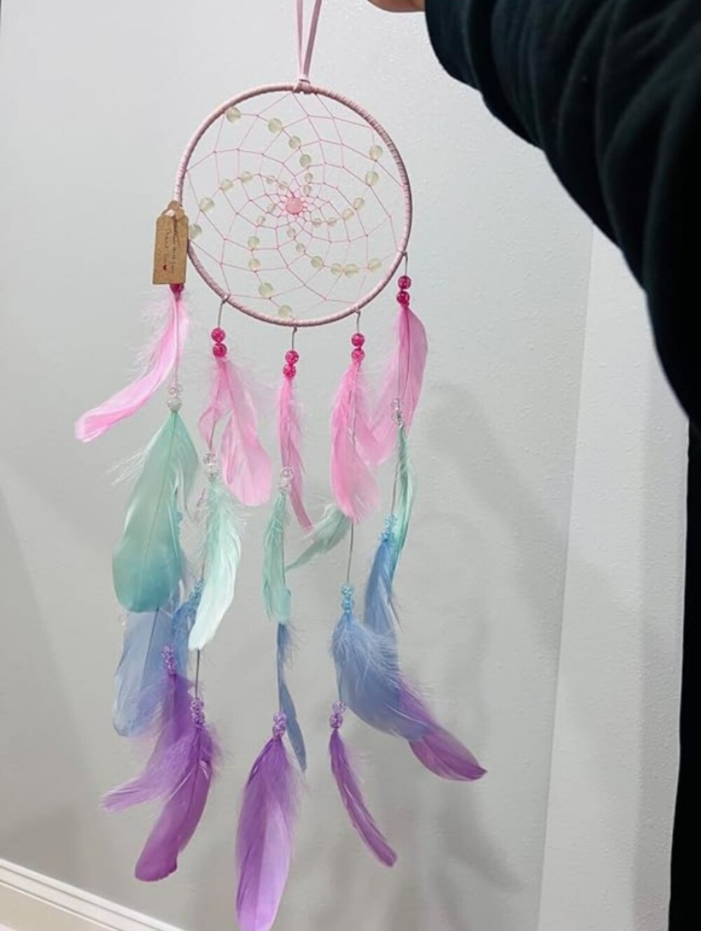 NWT Glow in the Dark Pastel Feather Wall Hanging Luminous Dreamcatcher Nursery